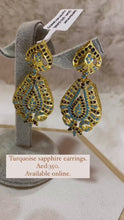 Load and play video in Gallery viewer, Turquoise sapphire earrings.
