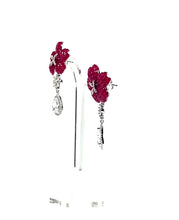 Load and play video in Gallery viewer, Red flower drop earrings.
