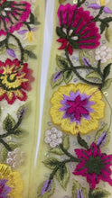 Load and play video in Gallery viewer, Yellow embroidered lace ribbon. 4.5cm wide. Price per metre.

