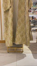 Load and play video in Gallery viewer, Muted gold long jacket / abaya in Pure woven silk lined with silk.
