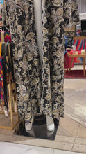 Load and play video in Gallery viewer, Gold motif and thread embroidered fancy abaya , long jacket with silk lining. Length 57 inch.

